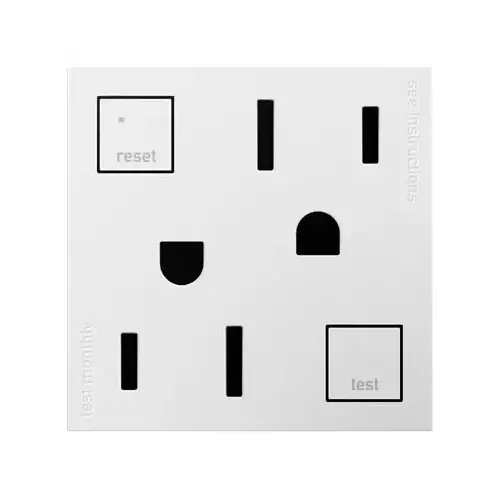 adorne GFCI Outlet, 125 VAC, 15 A, NEMA: NEMA 5-15R, White
