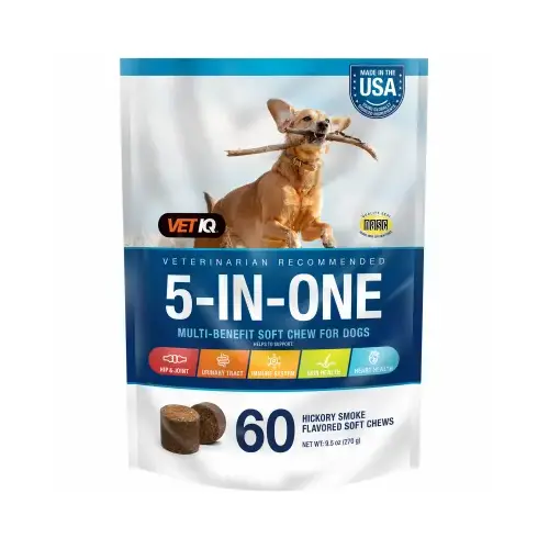 5-In-One Multi-Benefit Dog Soft Chew Treats, 60 Count, 9.5-oz. 5-In-One Multi-Benefit Dog Soft Chew Treats, 60 Count, 9.5-oz.