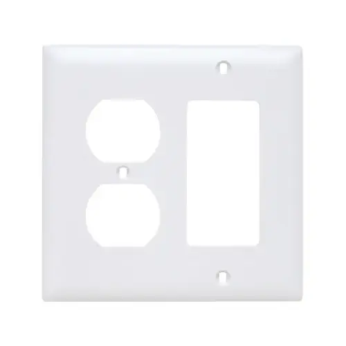 Wall Plate, 2-Gang, Decorator & Duplex, White Nylon