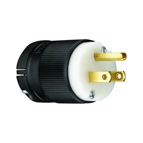 Camp-Lock Electrical Plug, 15 A, 125 V, NEMA: NEMA 5-15P, Black/White Camp-Lock Electrical Plug, 15 A, 125 V, NEMA: NEMA 5-15P, Black/White