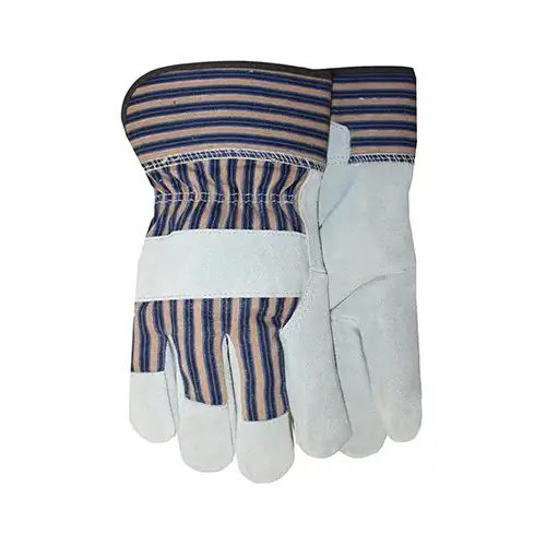 Split Cowhide Leather Palm Gloves, Safety Cuff, Kids, Striped
