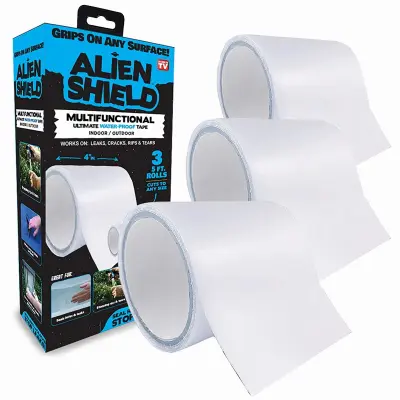 EMSON DIV. OF E. MISHON Leak Repair & Sealing Tape Waterproof Transparent 3 Rolls Total 15 Ft. x 4-In. Wide Clear 8019