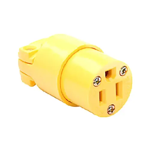 Electrical Connector, 2 -Pole, 15 A, 125 V, NEMA: NEMA 5-15R, Yellow Electrical Connector, 2 -Pole, 15 A, 125 V, NEMA: NEMA 5-15R, Yellow