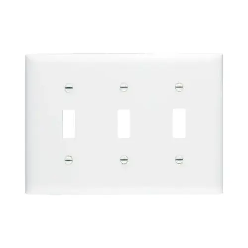 Switch Wallplate, 4.68 in L, 6-1/2 in W, 3 -Gang, Nylon, White