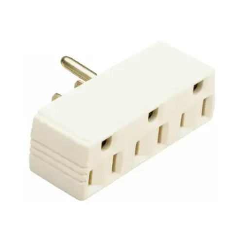 Single to Triple Plug In Outlet Adapter, 2 -Pole, 15 A, 125 V, 3 -Outlet, Ivory Single to Triple Plug In Outlet Adapter, 2 -Pole, 15 A, 125 V, 3 -Outlet, Ivory