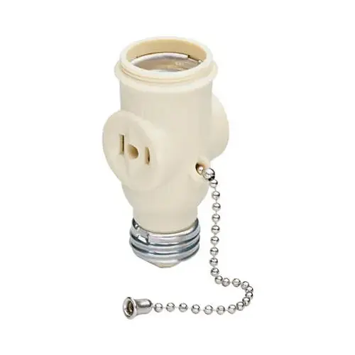 Lamp Holder/Outlet Adapter, 250 W, 2-Outlet, Ivory Lamp Holder/Outlet Adapter, 250 W, 2-Outlet, Ivory