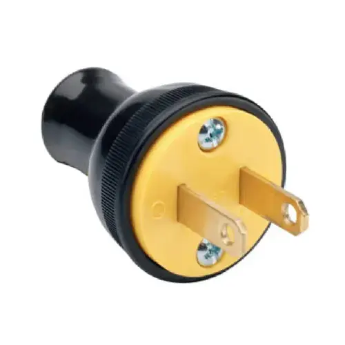 Round Construction Plug, Residential, Thermoplastic, 15-Amp, 125-Volt, Black Round Construction Plug, Residential, Thermoplastic, 15-Amp, 125-Volt, Black
