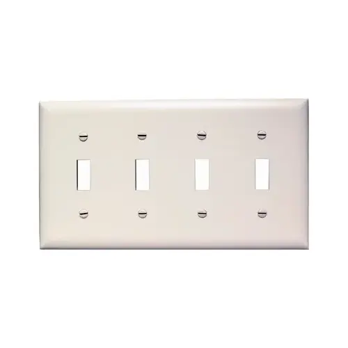 Trademaster Nylon Switch Wall Plate, 4-Toggle, White Trademaster Nylon Switch Wall Plate, 4-Toggle, White