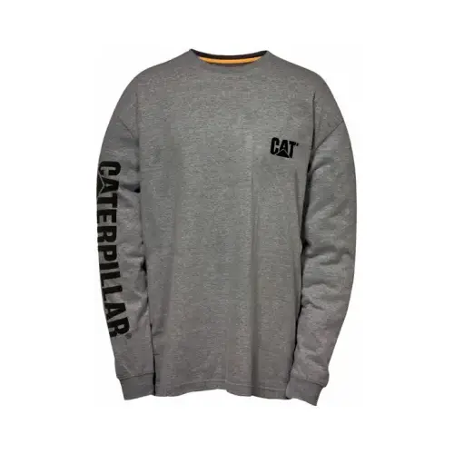 CAT Trademark Long Sleeve T-Shirt, Cotton, Dark Heather Gray, L CAT Trademark Long Sleeve T-Shirt, Cotton, Dark Heather Gray, L