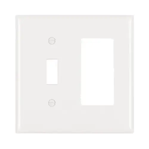 Wall Plate, 1-Toggle & 1 Decorator Opening, Urea, White