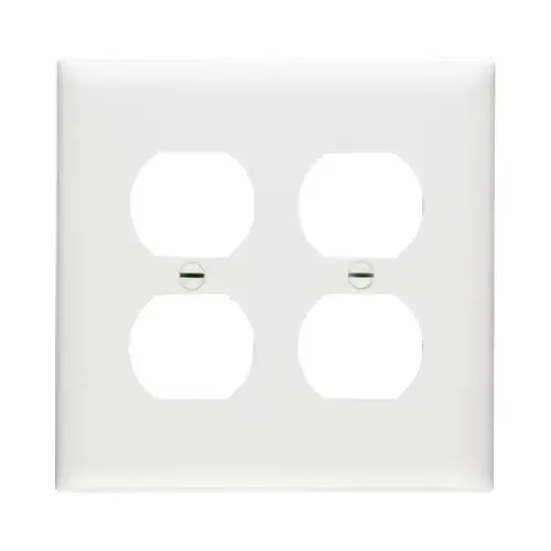 TradeMaster Wallplate, 4-11/16 in L, 4-3/4 in W, Standard, 2 -Gang, Nylon, White, Matte