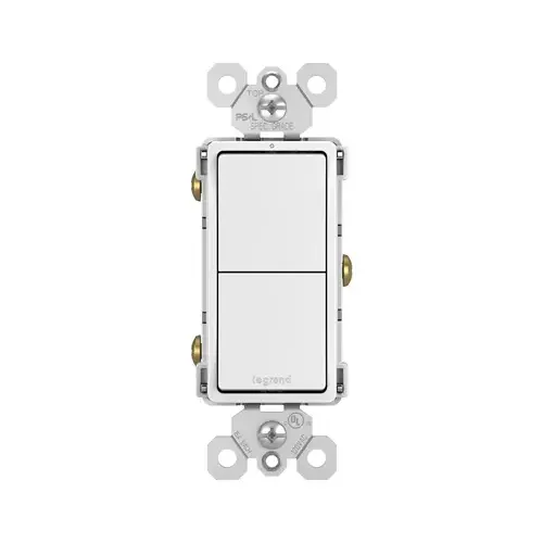 radiant Decorator Switch, 15 A, 120/125 VAC, Back Wire, Side Wire Terminal, White radiant Decorator Switch, 15 A, 120/125 VAC, Back Wire, Side Wire Terminal, White