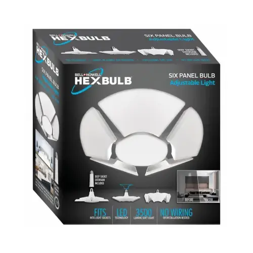 Hex Bulb Folding Socket Light, 6 Light Panels