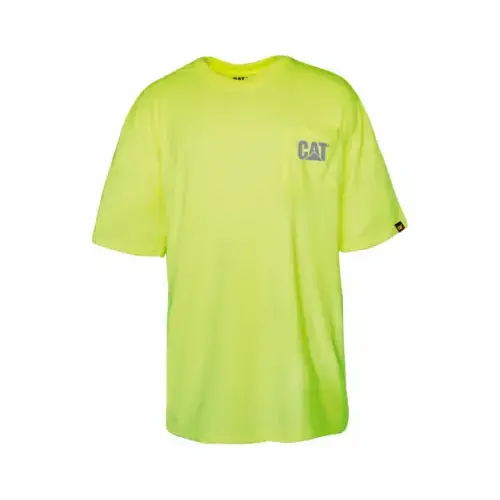 CAT Trademark Pocket T-Shirt, Hi-Vis Yellow, M