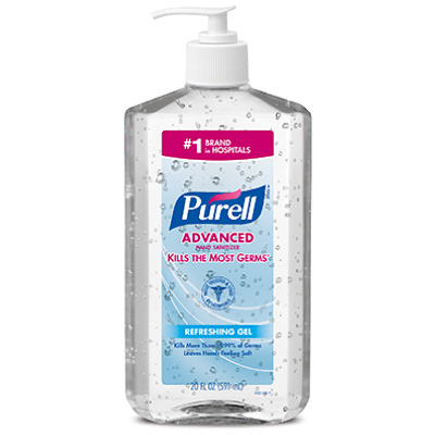 GOJO 3023-12 Hand Sanitizer Gel, Pump Bottle, 20-oz.