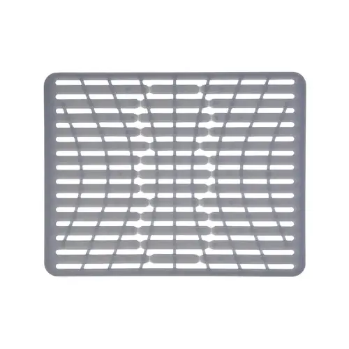 Sink Mat, 16-1/4 in L, 12-3/4 in W, 1/4 in Thick, Silicone, Gray Sink Mat, 16-1/4 in L, 12-3/4 in W, 1/4 in Thick, Silicone, Gray