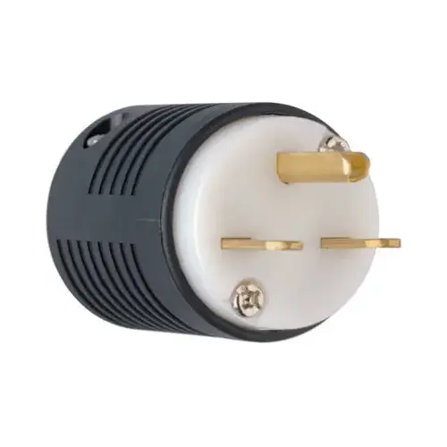 Straight Blade Plug, 2-Pole, 3-Wire Grounding, Black & White, NEMA 6-15P, 15-Amp, 250-Volt Straight Blade Plug, 2-Pole, 3-Wire Grounding, Black & White, NEMA 6-15P, 15-Amp, 250-Volt