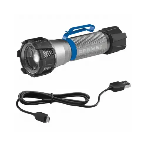 Home Solutions LED Aluminum 500 Lm. USB Rechargeable Flashlight Blue & Silver