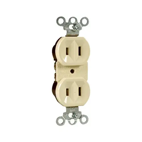 Duplex Outlet, Ivory, 2-Pole, 2-Wire Ground, 15-Amp, 125-Volt Duplex Outlet, Ivory, 2-Pole, 2-Wire Ground, 15-Amp, 125-Volt