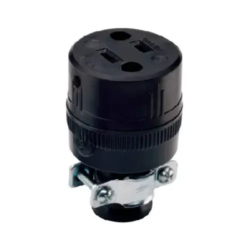 Residential Construction Connector, Black Rubber, 2-Pole/2-Wire, 15A, 125-Volt Residential Construction Connector, Black Rubber, 2-Pole/2-Wire, 15A, 125-Volt