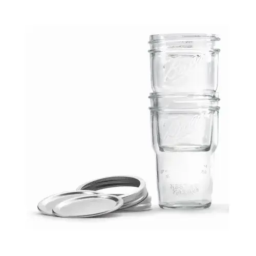 Nesting Mason Canning/Drinkware Jars with Lids, Wide Mouth, Pint - pack of 4 Nesting Mason Canning/Drinkware Jars with Lids, Wide Mouth, Pint - pack of 4