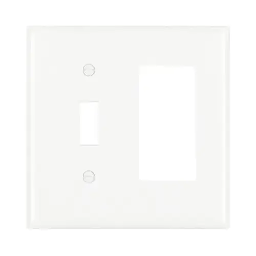 1-Toggle & 1 Decorator Opening Nylon Wall Plate, White 1-Toggle & 1 Decorator Opening Nylon Wall Plate, White