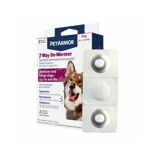 7 Way De-Wormer for Medium and Large Dogs, 25-200-Lbs., 2 Tablets