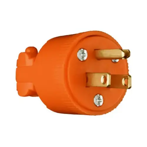 Residential Heavy-Duty Vinyl Construction Plug, Orange, 2 Pole, 3 Wire, 15-Amp., 125-Volt Residential Heavy-Duty Vinyl Construction Plug, Orange, 2 Pole, 3 Wire, 15-Amp., 125-Volt
