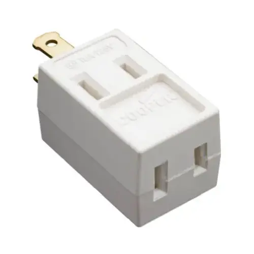 Cube Tap, White Vinyl, 2-Pole, 15-Amp, 125-Volt - pack of 10 Cube Tap, White Vinyl, 2-Pole, 15-Amp, 125-Volt - pack of 10