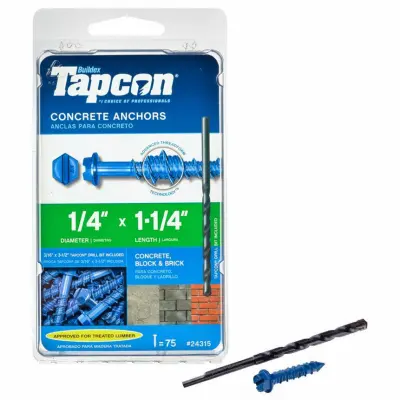 Buildex Tapcon Screw Anchor Hex Drive Steel Climaseal - pack of 75 24315 Buildex Tapcon Screw Anchor Hex Drive Steel Climaseal - pack of 75 24315