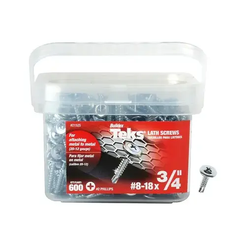 Lath Screw, #8 Thread, Truss Head, Phillips Drive, Self-Drilling Point, Steel, Zinc, 200 PK - pack of 600