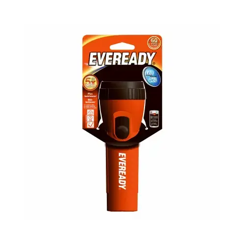 Flashlight, D Battery, Carbon Zinc Battery, LED Lamp, 9 Lumens, 57 m Beam Distance, 60 hr Run Time Blue/Red