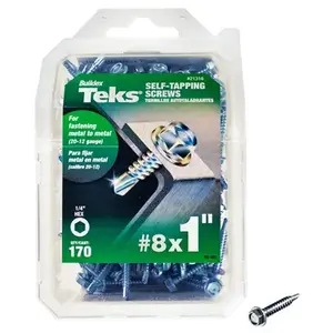 Teks 21316 Screw, #8 Thread, 1 in L, Coarse Thread, Hex Drive, Self-Drilling, Self-Tapping Point, Steel, Zinc, 170 PK - pack of 170