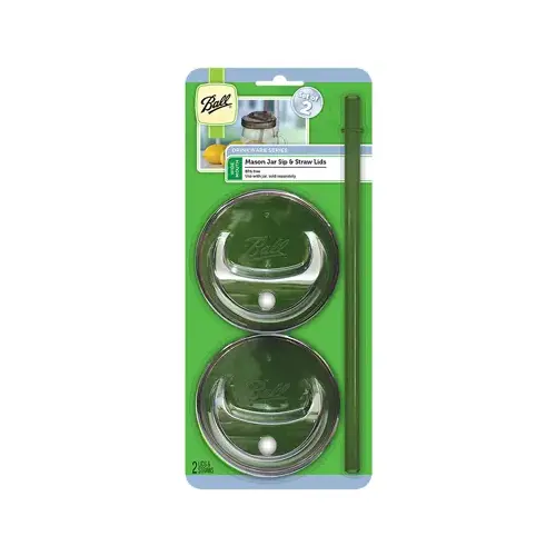 Sip and Straw Canning Lid, Styrene Acrylonitrile Pair Sip and Straw Canning Lid, Styrene Acrylonitrile Pair