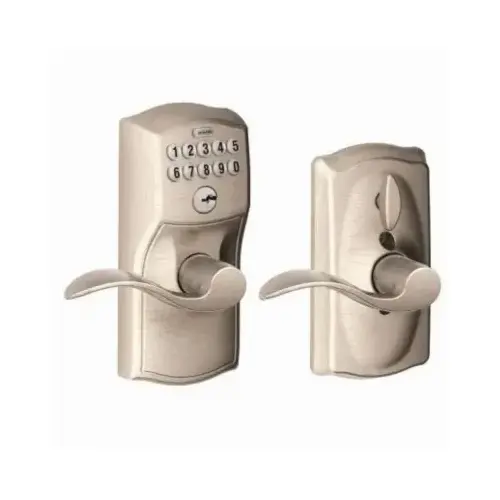 Keypad Lock with Flex-Lock, Metal, Satin Nickel, 2-3/8 x 2-3/4 in Backset Keypad Lock with Flex-Lock, Metal, Satin Nickel, 2-3/8 x 2-3/4 in Backset