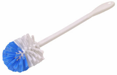 Quickie 304ZQK 304 Toilet Bowl Brush, Poly Fiber Bristle, Blue/White Bristle, White Handle