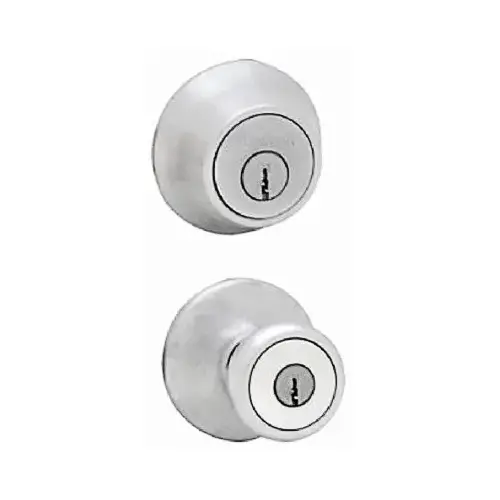 Knob Lockset, 3 Grade, Keyed Key, Satin Chrome, 2-3/8 x 2-3/4 in Backset, K6 Keyway Knob Lockset, 3 Grade, Keyed Key, Satin Chrome, 2-3/8 x 2-3/4 in Backset, K6 Keyway