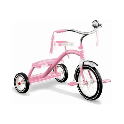 Dual Deck Tricycle, 2-1/2 to 5 years, Steel Frame, 12 x 1-1/4 in Front Wheel, 7 x 1-1/2 in Rear Wheel Pink