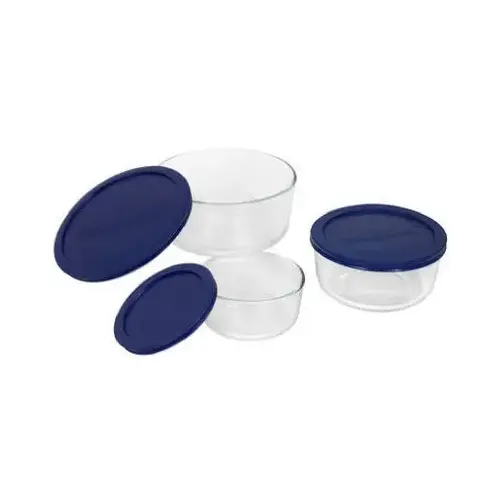 Simply Store Round Glass Storage Container Set with Lids (6-Piece) Clear