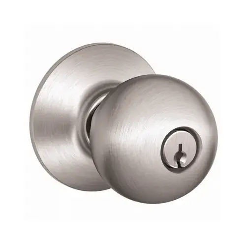 Orbit Series Keyed Entry Knob, Brass/Steel, Satin Chrome Orbit Series Keyed Entry Knob, Brass/Steel, Satin Chrome
