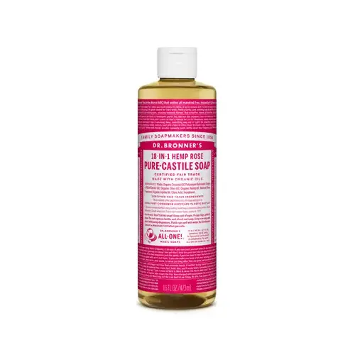 Pure-Castile Liquid Soap 18-in-1 Organic Hemp Rose Scent 16 oz