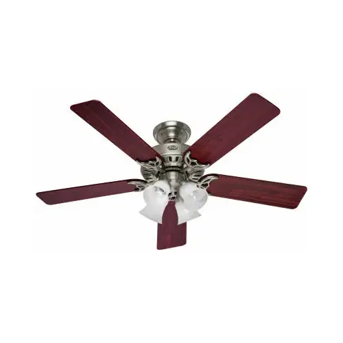 Studio Series Ceiling Fan With Light, Brushed Nickel, 5 Blades, 52-In. Studio Series Ceiling Fan With Light, Brushed Nickel, 5 Blades, 52-In.