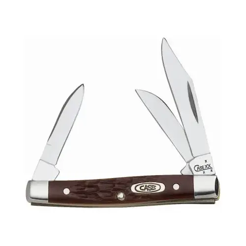 Stockman Pocket Knife With Clip, Stainless Steel/Brown, 2-5/8-In. Closed Stockman Pocket Knife With Clip, Stainless Steel/Brown, 2-5/8-In. Closed