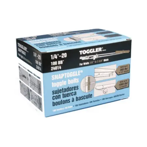 Snaptoggle Toggle Bolts, Hollow Wall, 1/4 x 20-In - pack of 100 Snaptoggle Toggle Bolts, Hollow Wall, 1/4 x 20-In - pack of 100