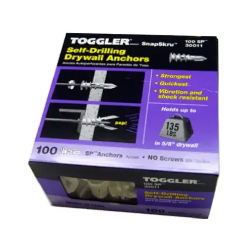 SnapSkru Self-Drilling Drywall Anchors, Without Screw, 3/8-5/8-In - pack of 100 SnapSkru Self-Drilling Drywall Anchors, Without Screw, 3/8-5/8-In - pack of 100