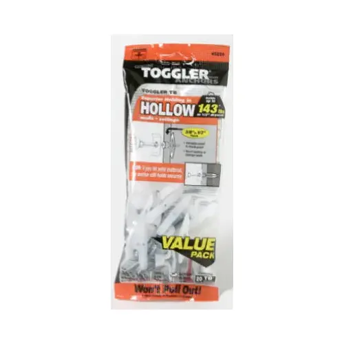 TB Hollow Wall Anchors, 3/8-1/2-In - pack of 20