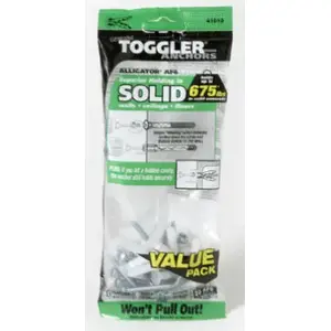 Toggler 50475 ALLIGATOR AF6 Polypropylene Flanged Anchor with Screws For #6 to #12 Fastener Sizes - pack of 20