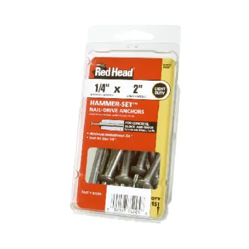 1/4 in. x 2 in. Hammer-Set Nail Drive Concrete Anchors - pack of 15 1/4 in. x 2 in. Hammer-Set Nail Drive Concrete Anchors - pack of 15