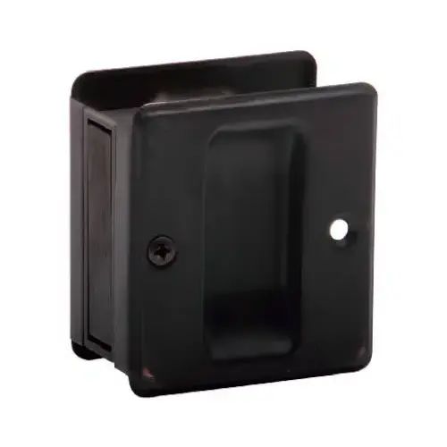 Pocket Door Pull, 2-1/2 in W, 2-3/4 in H, Brass, Aged Bronze