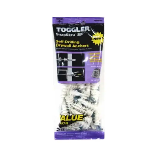 SnapSkru Self-Drilling Drywall Anchors, With Screw, 3/8-5/8-In - pack of 20 SnapSkru Self-Drilling Drywall Anchors, With Screw, 3/8-5/8-In - pack of 20